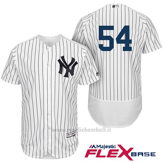 Maglia Baseball Uomo New York Yankees Aroldis Chapman Bianco Blu Autentico Collezione Flex Base